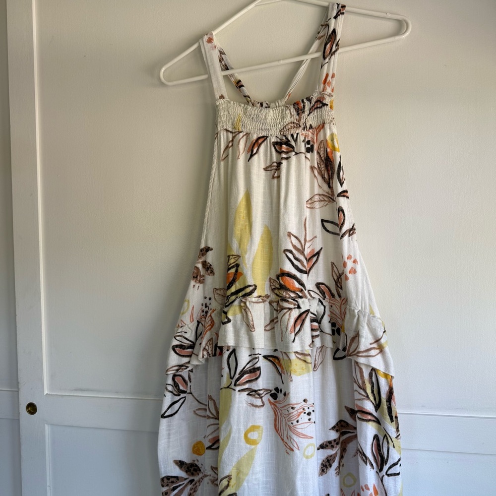 Free People Anita Printed Maxi Dress Ivory Floral Ruffle Tiered Boho Size Small - Picture 4 of 10